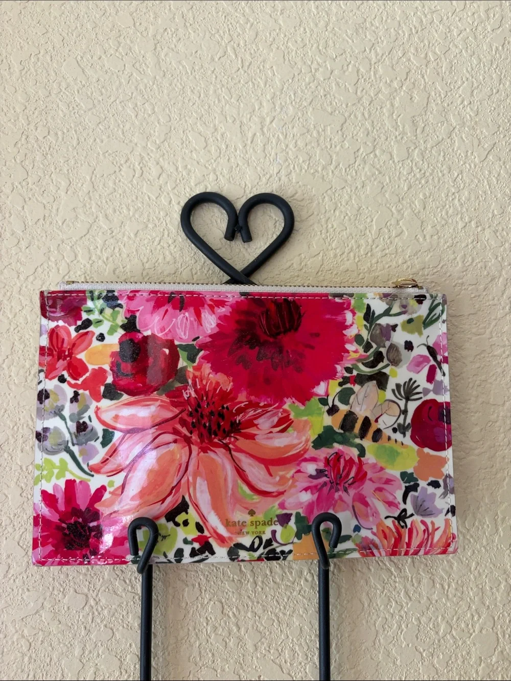 kate spade Pink Floral Glossy Zip Pouch